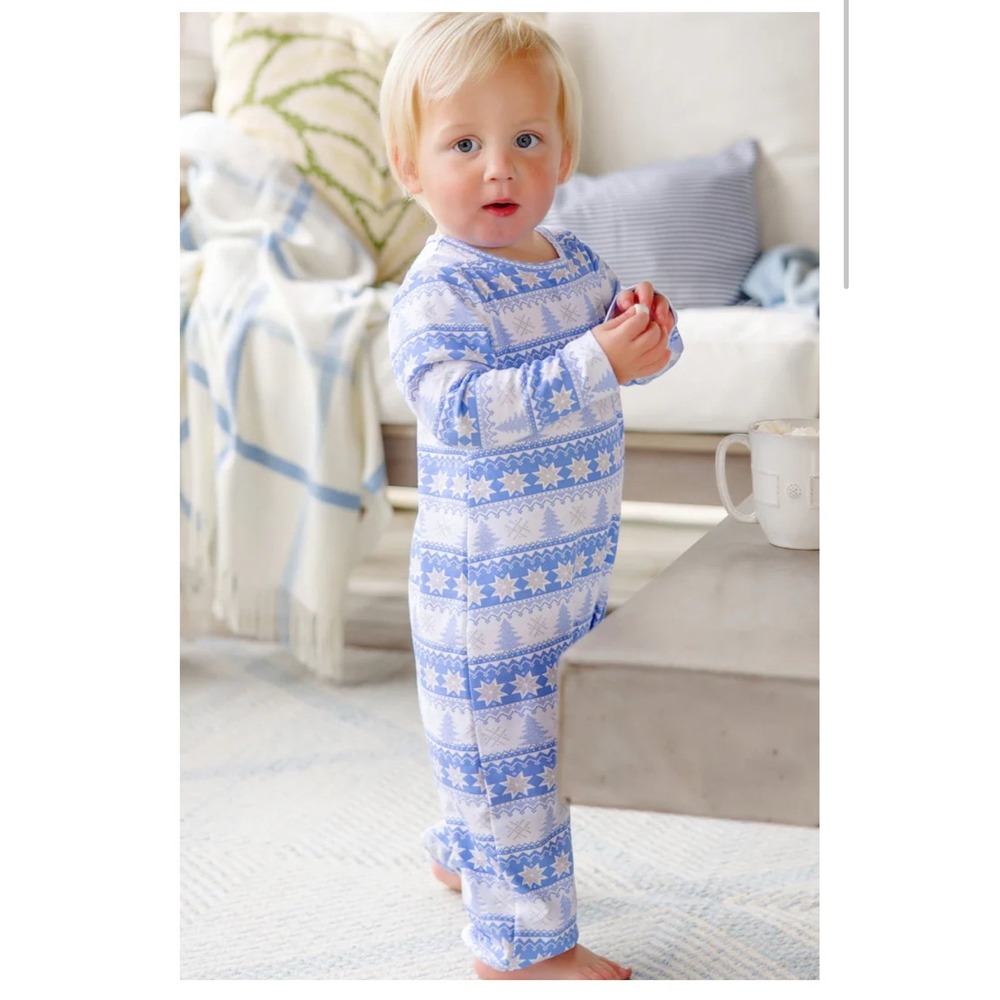 TBBC Long‎ Sleeve Patton Play Romper - Fairisle Flurries 3-6 nwt